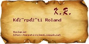 Kárpáti Roland névjegykártya